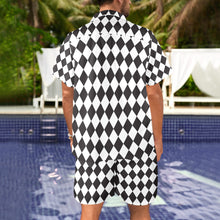 Load image into Gallery viewer, Chess Board Men's Shirt and Shorts Outfit with Pocket