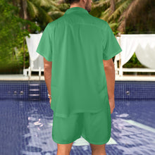 Load image into Gallery viewer, Mint Green-solid Men's Shirt and Shorts Outfit with Pocket