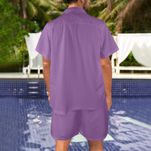 Load image into Gallery viewer, Royal Purple-Solid Men's Shirt and Shorts Outfit with Pocket
