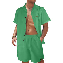 Load image into Gallery viewer, Mint Green-solid Men's Shirt and Shorts Outfit with Pocket