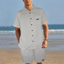 Load image into Gallery viewer, Silver-solid Men's Shirt and Shorts Outfit with Pocket