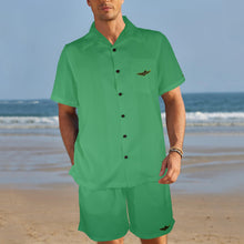 Load image into Gallery viewer, Mint Green-solid Men's Shirt and Shorts Outfit with Pocket