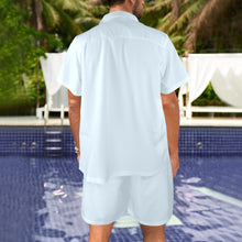 Load image into Gallery viewer, Sky Blue -solid Men's Shirt and Shorts Outfit with Pocket