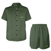 Load image into Gallery viewer, Olive Green-solid Men's Shirt and Shorts Outfit with Pocket
