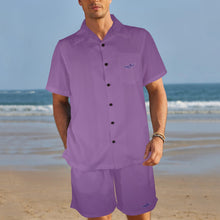 Load image into Gallery viewer, Royal Purple-Solid Men's Shirt and Shorts Outfit with Pocket