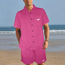 Load image into Gallery viewer, Fusia- solid Men's Shirt and Shorts Outfit with Pocket