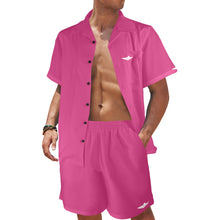 Load image into Gallery viewer, Fusia- solid Men's Shirt and Shorts Outfit with Pocket
