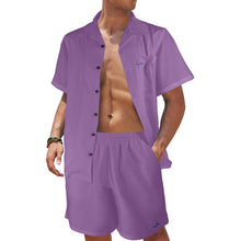 Load image into Gallery viewer, Royal Purple-Solid Men's Shirt and Shorts Outfit with Pocket