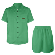 Load image into Gallery viewer, Mint Green-solid Men's Shirt and Shorts Outfit with Pocket