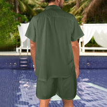 Load image into Gallery viewer, Olive Green-solid Men's Shirt and Shorts Outfit with Pocket
