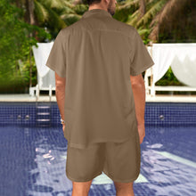 Load image into Gallery viewer, Coffee-Solid Men&#39;s Shirt and Shorts Outfit with Pocket
