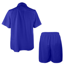 Load image into Gallery viewer, Cobalt Blue-solid Men&#39;s Shirt and Shorts Outfit with Pocket
