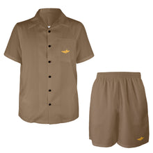 Load image into Gallery viewer, Coffee-Solid Men&#39;s Shirt and Shorts Outfit with Pocket
