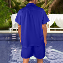 Load image into Gallery viewer, Cobalt Blue-solid Men&#39;s Shirt and Shorts Outfit with Pocket
