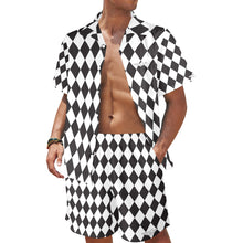 Load image into Gallery viewer, Chess Board Men&#39;s Shirt and Shorts Outfit with Pocket
