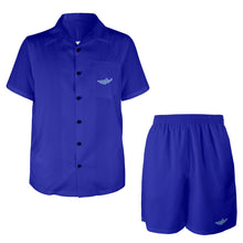 Load image into Gallery viewer, Cobalt Blue-solid Men&#39;s Shirt and Shorts Outfit with Pocket
