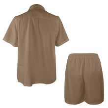 Load image into Gallery viewer, Coffee-Solid Men&#39;s Shirt and Shorts Outfit with Pocket
