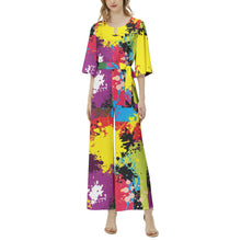 Load image into Gallery viewer, Jungle Punch Dolman Sleeve Belted Wide Leg Jumpsuit
