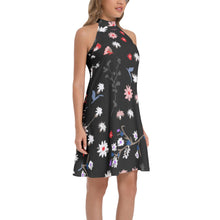 Load image into Gallery viewer, Tie Back Halter Neck Flared Dress-Japanese Blossom
