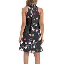 Load image into Gallery viewer, Tie Back Halter Neck Flared Dress-Japanese Blossom
