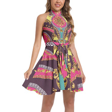 Load image into Gallery viewer, Ruffle Hem Belted Halter Dress-Flossy Flow
