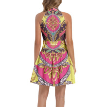 Load image into Gallery viewer, Ruffle Hem Belted Halter Dress-Flossy Flow
