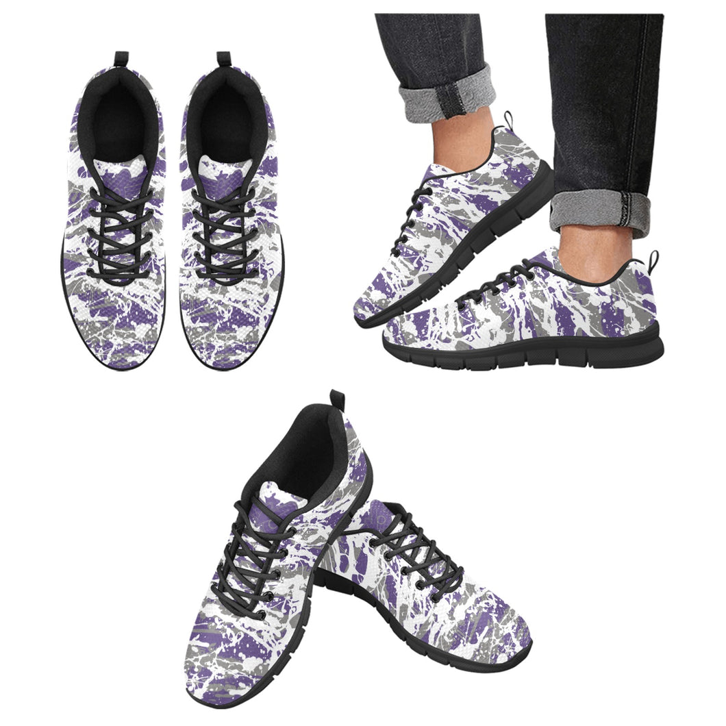 SACRAMENTO- ART DECO LOW TOP-BLACK- Men's Breathable Running Shoes (Model 055)