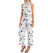 Load image into Gallery viewer, Halter Neck Buckle Belted Jumpsuit- Yummy Dots
